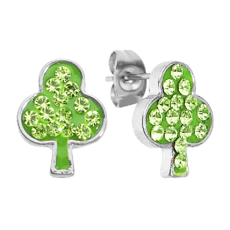 Women's Earrings – Elegant Designs for Every Personality--Green Ferido Crystal Lucky Clover Stud Earrings