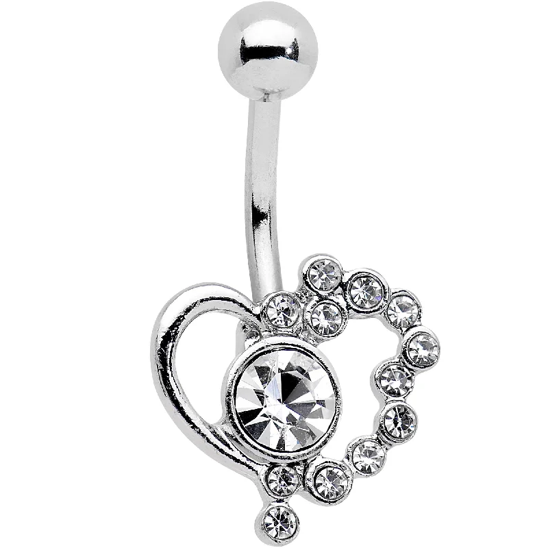 Comfortable Belly Rings with Stylish Features -Clear Gem Funky Valentines Day Heart Belly Ring Comfortable Belly Rings with Stylish Features -Clear Gem Funky Valentines Day Heart Belly Ring