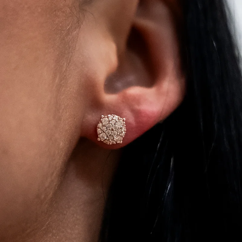 Women's Earrings – Elegant Designs for Every Personality--8mm Pave Round Earrings in Rose Gold