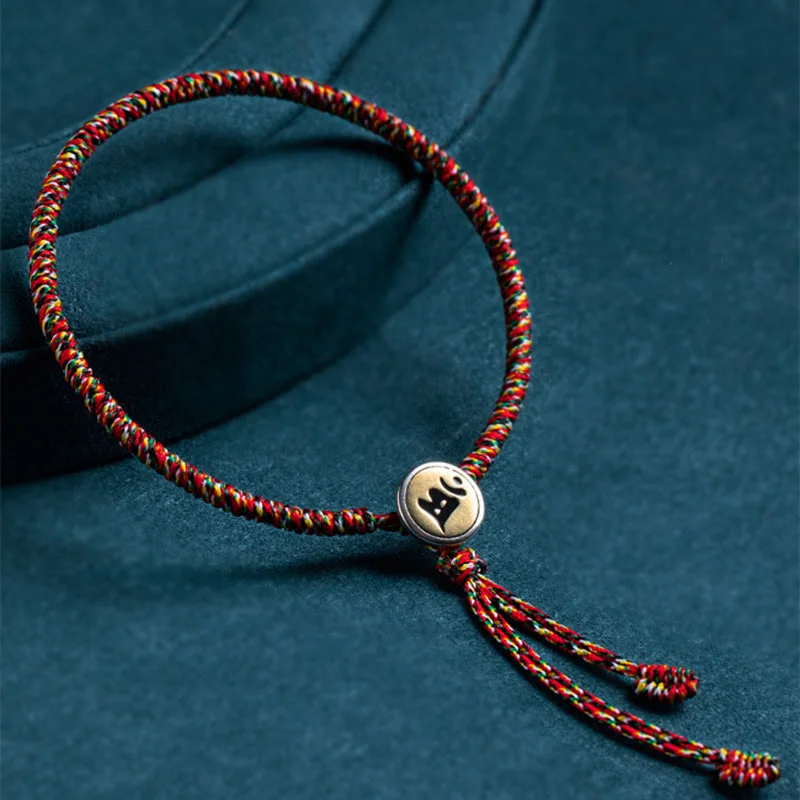 Gemstone-Studded Bangles for Women-Buddha Stones Handmade 925 Sterling Silver Chinese Zodiac Natal Buddha Protection Colorful Rope Bracelet Gemstone-Studded Bangles for Women-Buddha Stones Handmade 925 Sterling Silver Chinese Zodiac Natal Buddha Protection Colorful Rope Bracelet