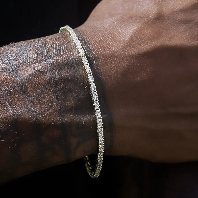 Classic Bracelets for Men-Diamond Tennis Bracelet in Yellow Gold- 2mm