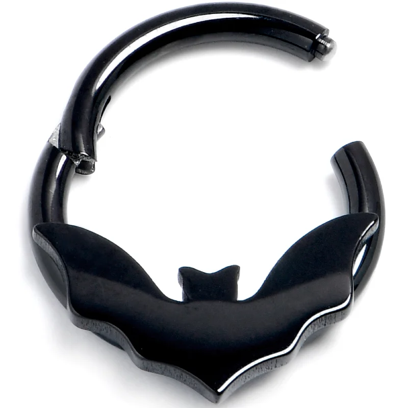 Women's Earrings – Elegant Designs for Every Personality--16 Gauge 5/16 Black Bat Precision Hinged Segment Ring Women's Earrings – Elegant Designs for Every Personality--16 Gauge 5/16 Black Bat Precision Hinged Segment Ring