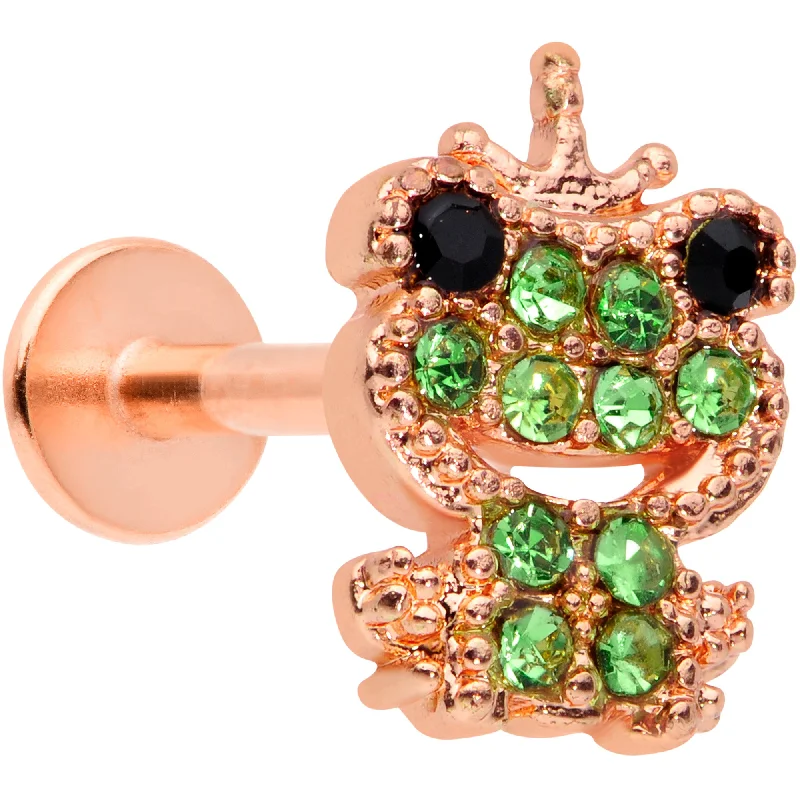 Lip Rings for Modern Fashion16 Gauge 5/16 Green Gem Rose Gold Tone Royal Frog Labret Monroe Tragus