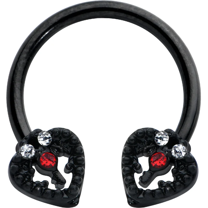 Lip Rings for Creative Piercing Styles16 Gauge 3/8 Clear Red Gem Black Key Heart Horseshoe Circular Barbell