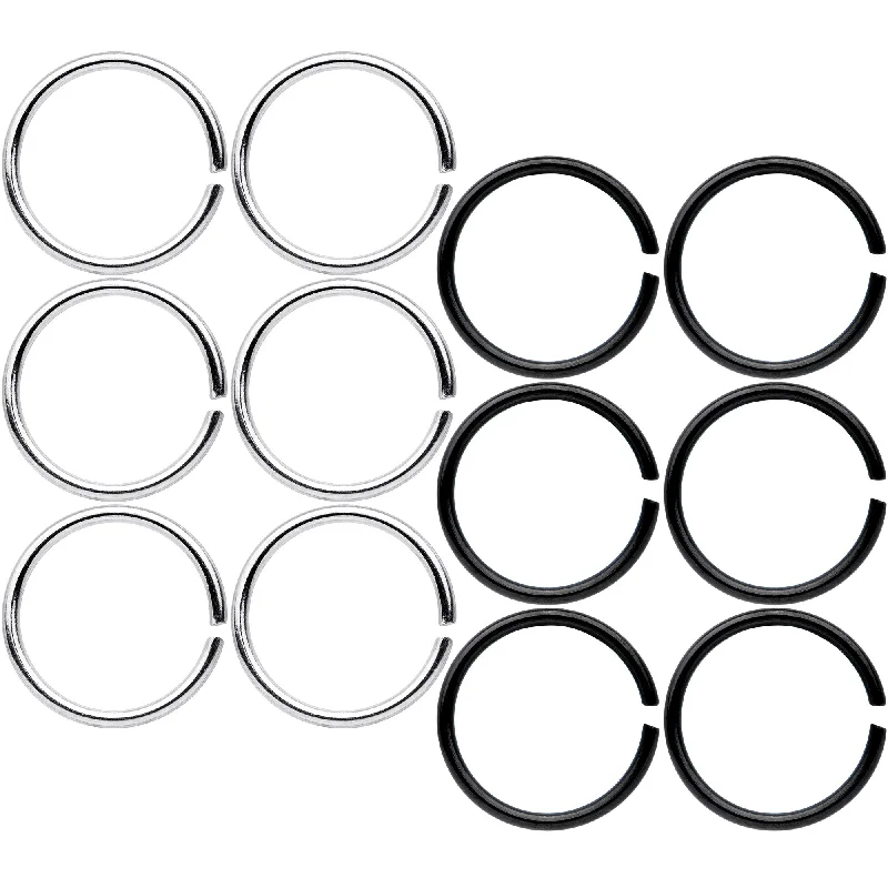 Nose Rings for Statement Jewelry -20 Gauge 5/16 Steel Black Anodized Seamless Circular Ring Set of 12 Nose Rings for Statement Jewelry -20 Gauge 5/16 Steel Black Anodized Seamless Circular Ring Set of 12