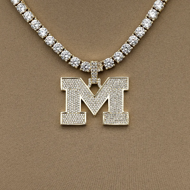 Shop Classic Women's Necklaces & Pendants with a Modern Twist-University of Michigan Wolverines Official NCAA Micro Logo Pendant in Yellow Gold Shop Classic Women's Necklaces & Pendants with a Modern Twist-University of Michigan Wolverines Official NCAA Micro Logo Pendant in Yellow Gold