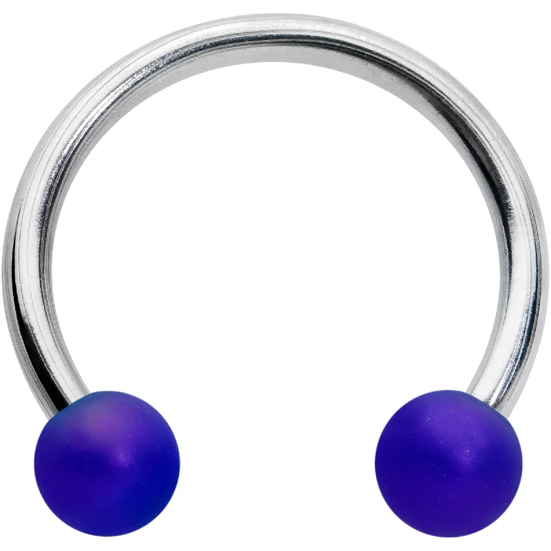 Bold Lip Rings for Fashion-Lovers16 Gauge 3/8 Matte Blue Aurora Horseshoe Circular Barbell
