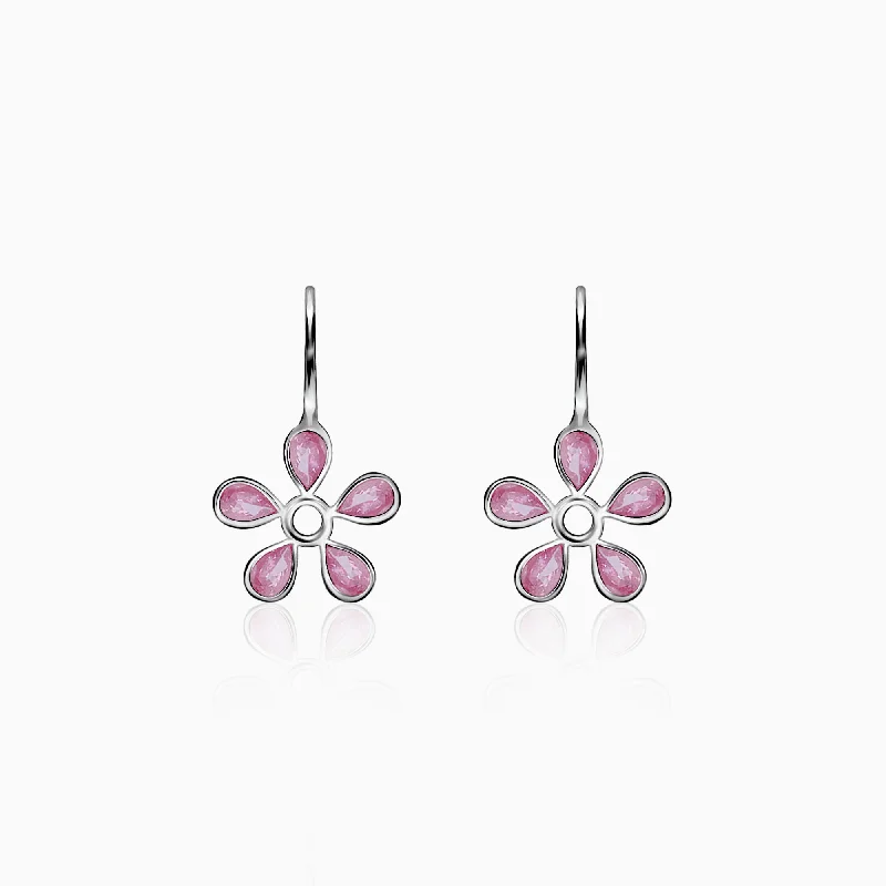 Women's Earrings – Elegant Designs for Every Personality--Silver Pink Dahlia Earrings