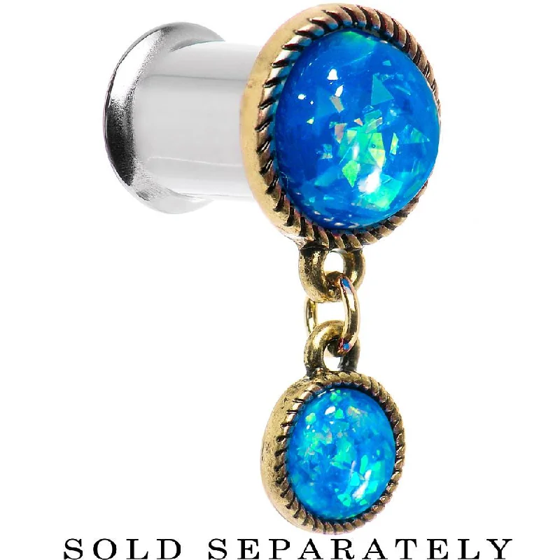 Women's Earrings – Elegant Designs for Every Personality--Double Aqua Imitation Opal Dangle Plug Sizes 5mm to 1 Inch