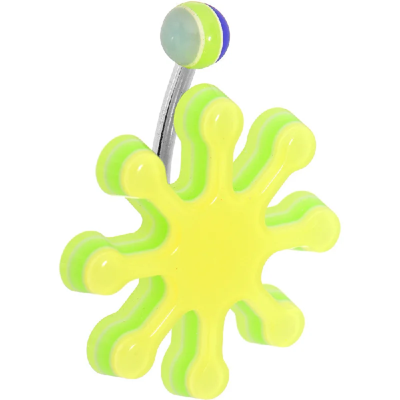 Belly Rings for Elegant Fashion -Yellow Acrylic Multi Layered Paint Splash Belly Ring Belly Rings for Elegant Fashion -Yellow Acrylic Multi Layered Paint Splash Belly Ring