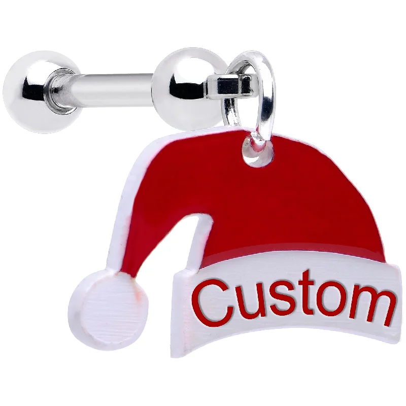 Women's Earrings – Elegant Designs for Every Personality--Custom Santa Hat Personalized Dangle Barbell Cartilage Earring