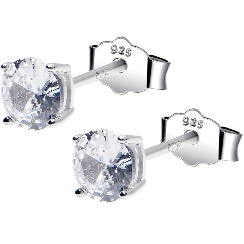 Women's Earrings – Elegant Designs for Every Personality--5mm CZ 925 Sterling Silver April Birthstone Stud Earrings