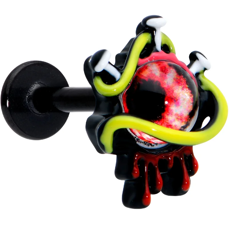 Silver Lip Rings for Subtle Shine16 Gauge 5/16 Black Spiky Eyeball Halloween Labret Monroe Tragus