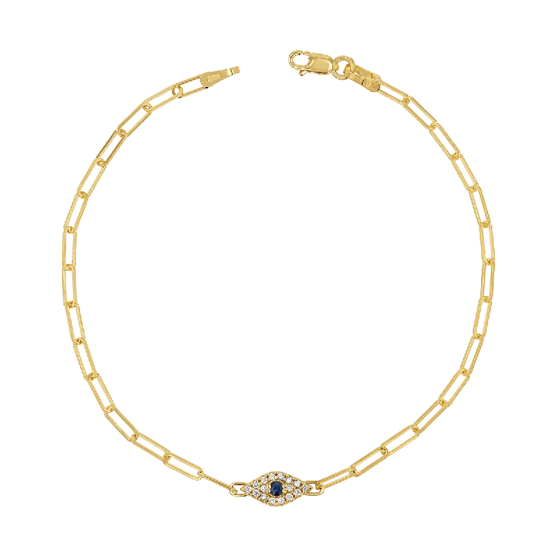 Minimalist Metal Bracelets for Men-Diamond Evil Eye Paper Clip Bracelet