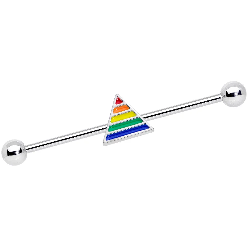 Women's Earrings – Elegant Designs for Every Personality--14 Gauge Rainbow Pride Triangle Industrial Barbell 38mm Women's Earrings – Elegant Designs for Every Personality--14 Gauge Rainbow Pride Triangle Industrial Barbell 38mm