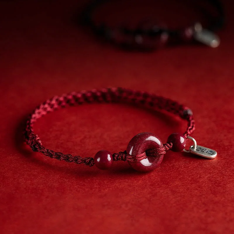 Slim Bracelets for Men with Engraving-Buddha Stones Handmade Cinnabar Peace Buckle Safe and Healthy Charm Blessing String Bracelet Anklet Slim Bracelets for Men with Engraving-Buddha Stones Handmade Cinnabar Peace Buckle Safe and Healthy Charm Blessing String Bracelet Anklet