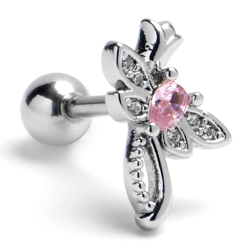 Women's Earrings – Elegant Designs for Every Personality--16 Gauge 1/4 Pink Gem Bold Dragonfly Cartilage Tragus Earring Women's Earrings – Elegant Designs for Every Personality--16 Gauge 1/4 Pink Gem Bold Dragonfly Cartilage Tragus Earring