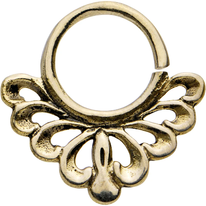 Hoop Nose Rings -16 Gauge 5/16 Gold PVD Fan Me a Loop Septum Ring