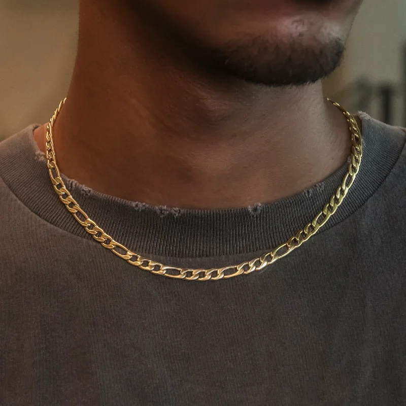 Exclusive Men's Necklaces & Pendants for the Modern Gentleman-Figaro Chain in Yellow Gold- 6mm Exclusive Men's Necklaces & Pendants for the Modern Gentleman-Figaro Chain in Yellow Gold- 6mm