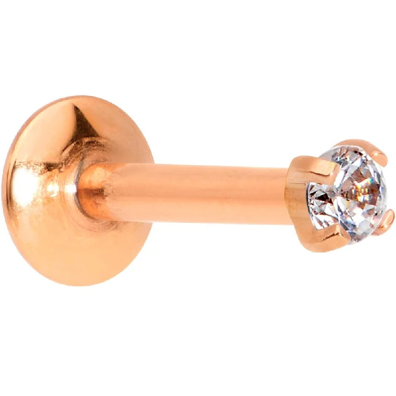Women's Earrings – Elegant Designs for Every Personality--5/16 Clear 3mm Gem Rose Gold IP Internally Threaded Labret Monroe Tragus Women's Earrings – Elegant Designs for Every Personality--5/16 Clear 3mm Gem Rose Gold IP Internally Threaded Labret Monroe Tragus