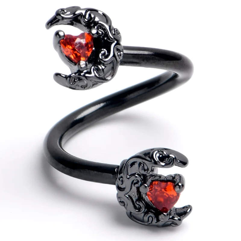 Sparkling Belly Rings for Extra Shine -Red Gem Black Scroll Moon Heart Spiral Twister Belly Ring Sparkling Belly Rings for Extra Shine -Red Gem Black Scroll Moon Heart Spiral Twister Belly Ring
