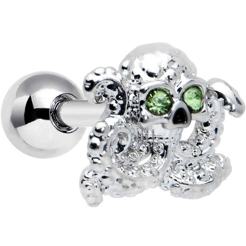 Women's Earrings – Elegant Designs for Every Personality--16 Gauge 1/4 Clear Green Gem Sunglass Octopus Cartilage Tragus Earring Women's Earrings – Elegant Designs for Every Personality--16 Gauge 1/4 Clear Green Gem Sunglass Octopus Cartilage Tragus Earring