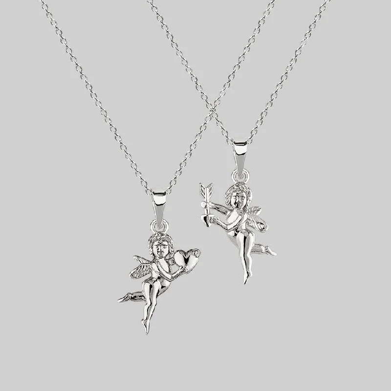 Shop Classic Women's Necklaces & Pendants with a Modern Twist-Cupid & Psyche Lovers Layering Necklace - Silver Shop Classic Women's Necklaces & Pendants with a Modern Twist-Cupid & Psyche Lovers Layering Necklace - Silver