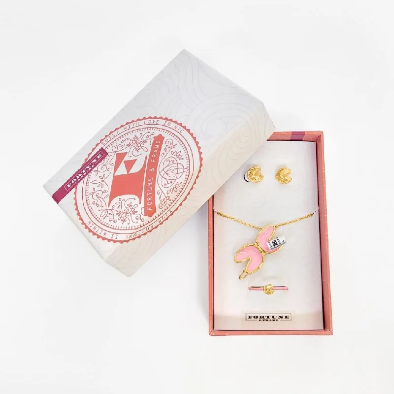 Shop Classic Women's Necklaces & Pendants with a Modern Twist-Fortune Cookie Gift Set (Blush) - Gold Shop Classic Women's Necklaces & Pendants with a Modern Twist-Fortune Cookie Gift Set (Blush) - Gold