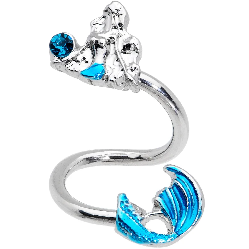 Women's Earrings – Elegant Designs for Every Personality--Aqua Gem Blue Mermaid Spiral Twister Belly Ring