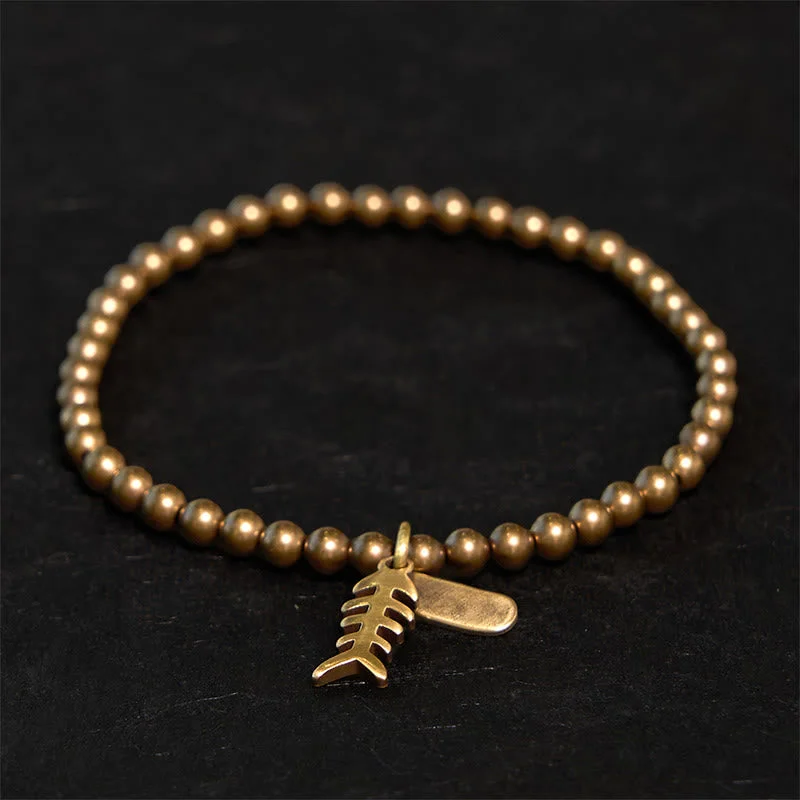 Unique Beaded Bracelets for Men with Natural Stones-Buddha Stones Copper Fish Bone Healing Bracelet Unique Beaded Bracelets for Men with Natural Stones-Buddha Stones Copper Fish Bone Healing Bracelet