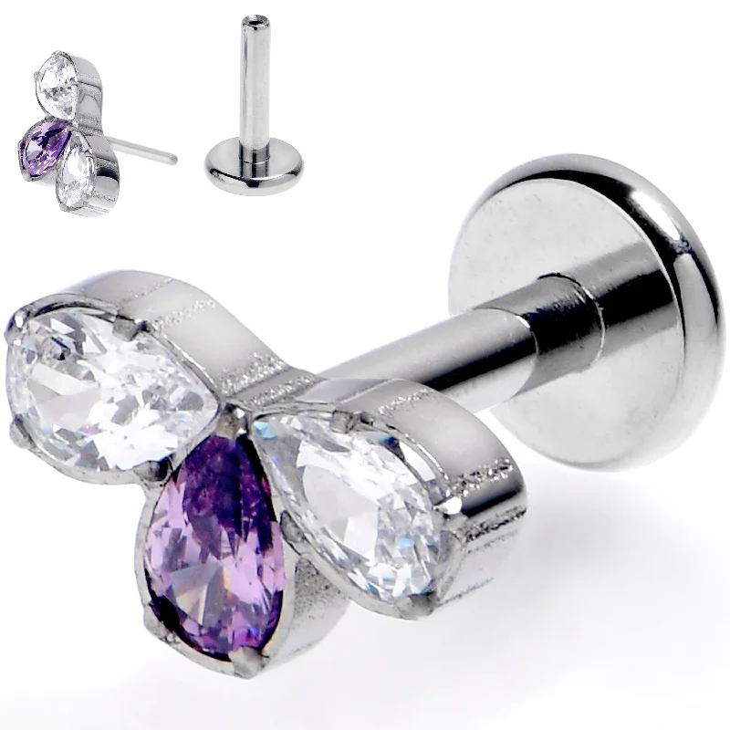 Women's Earrings – Elegant Designs for Every Personality--16 Gauge 1/4 Purple Gem Grade 23 Titanium Threadless Push In Labret Tragus Women's Earrings – Elegant Designs for Every Personality--16 Gauge 1/4 Purple Gem Grade 23 Titanium Threadless Push In Labret Tragus