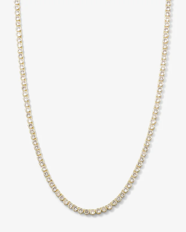 Shop Classic Women's Necklaces & Pendants with a Modern Twist-Baroness Tennis Necklace 18" - Gold| White Diamondettes Shop Classic Women's Necklaces & Pendants with a Modern Twist-Baroness Tennis Necklace 18" - Gold| White Diamondettes