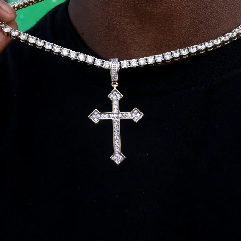 Exclusive Men's Necklaces & Pendants for the Modern Gentleman-Large Iced Celtic Cross in Yellow Gold Exclusive Men's Necklaces & Pendants for the Modern Gentleman-Large Iced Celtic Cross in Yellow Gold