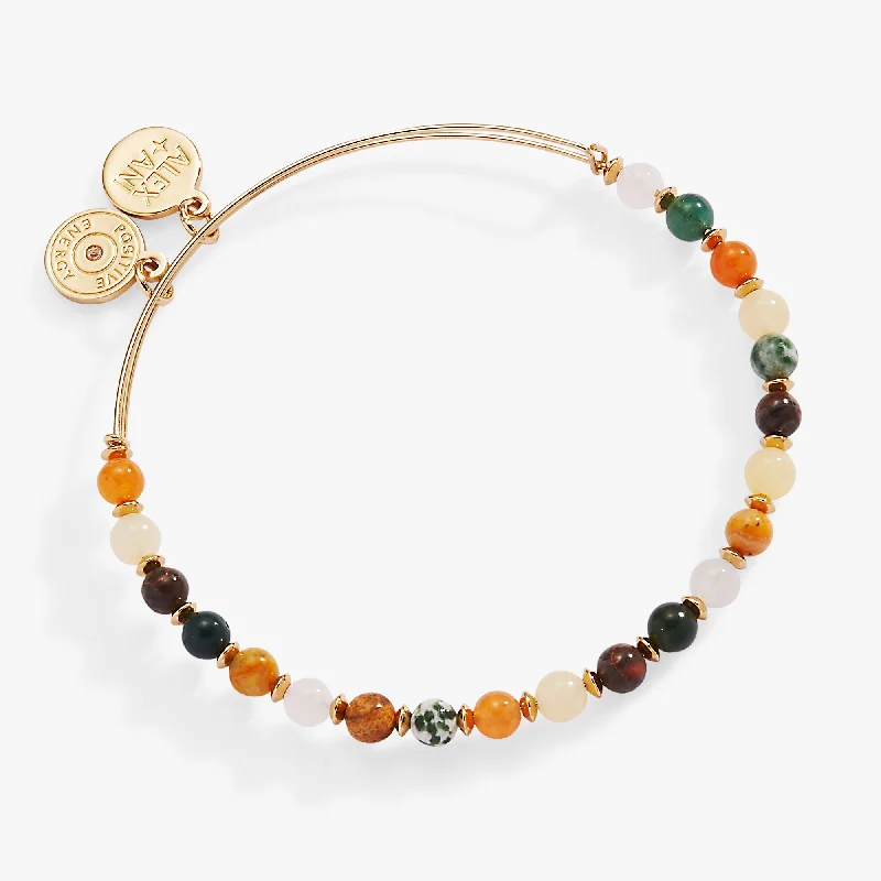 Gold Tone Bangles for Women-Round Semi-Precious Beaded Bangle