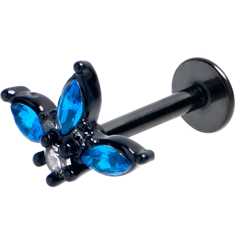 Statement Lip Rings with Bold Details16 Gauge 5/16 Blue Clear Gem Black Goth Flower Labret Monroe Tragus