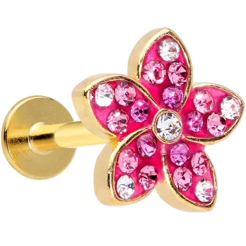 Elegant Lip Rings for Effortless Style16 Gauge 5/16 Purple Gem Gold Hue Fabulous Flower Labret Monroe Tragus