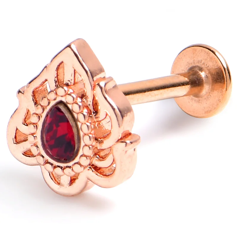 Lip Rings with Unique Features for Custom Style16 Gauge 5/16 Red Gem Rose Gold Tone Firey Flame Labret Monroe Tragus