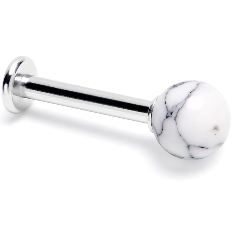 Stunning Lip Rings for Glamorous Style14 Gauge 3/8 White Howlite Natural Stone Labret Tragus Earring Stunning Lip Rings for Glamorous Style14 Gauge 3/8 White Howlite Natural Stone Labret Tragus Earring