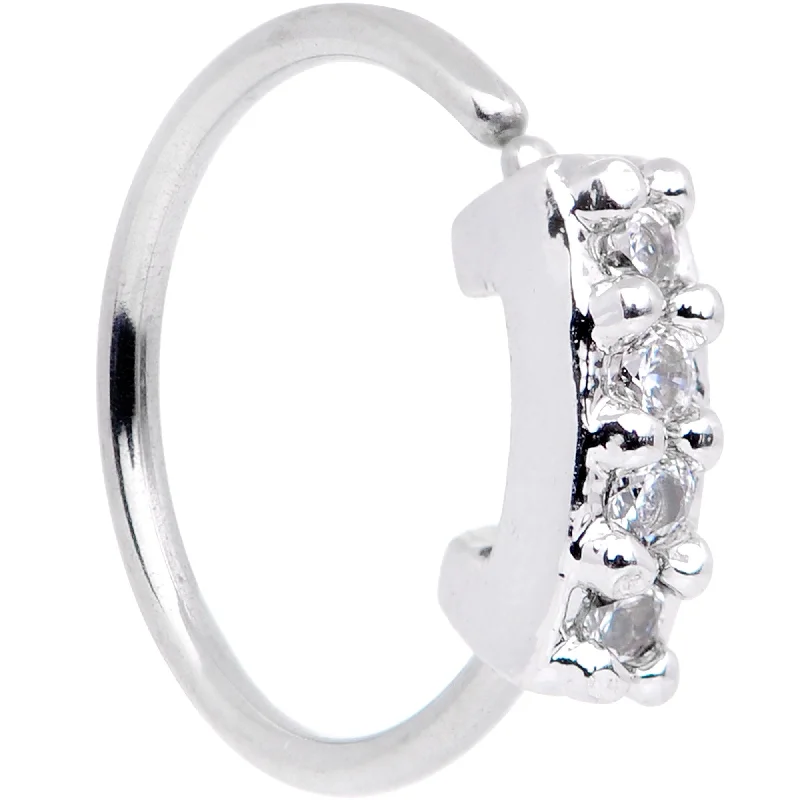 Nose Rings for All Ages -20 Gauge 5/16 Clear CZ Gem Quartet Shine Seamless Circular Ring Nose Rings for All Ages -20 Gauge 5/16 Clear CZ Gem Quartet Shine Seamless Circular Ring