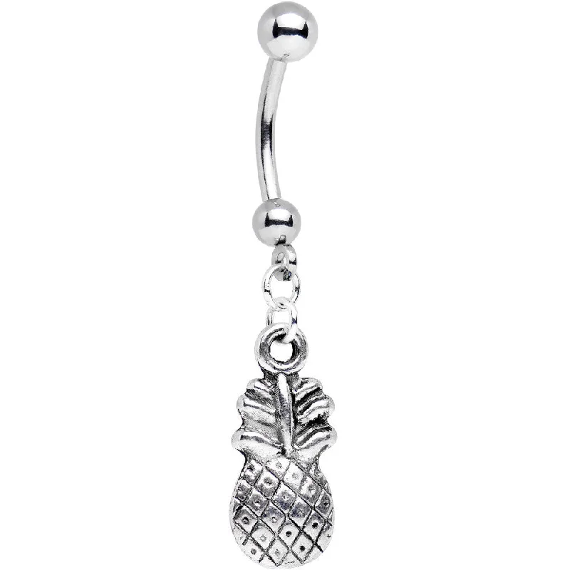 Comfortable Belly Rings for Everyday Wear -Handcrafted Hawaiian Pineapple Dangle Belly Ring