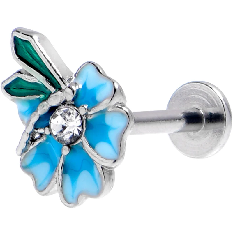 Adjustable Lip Rings for Easy Fit16 Gauge 5/16 Clear Gem Faerie Flower Blue Labret Monroe Tragus