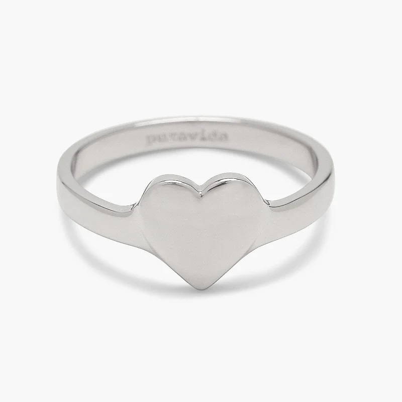 Chic Women's Rings for Fashion-Forward Looks-Engravable One Heart Ring