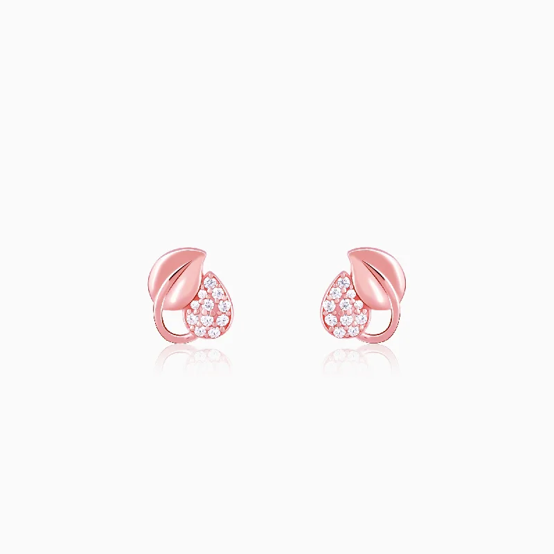 Women's Earrings – Elegant Designs for Every Personality--Rose Gold Sprig Of Leaf Earrings