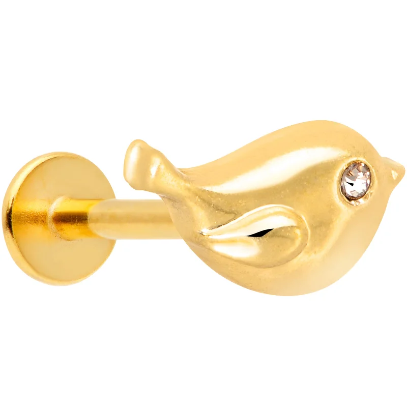 Elegant Lip Rings with Classic Appeal16 Gauge 5/16 Clear CZ Gem Gold Tone Little Bird Labret Monroe Tragus Elegant Lip Rings with Classic Appeal16 Gauge 5/16 Clear CZ Gem Gold Tone Little Bird Labret Monroe Tragus