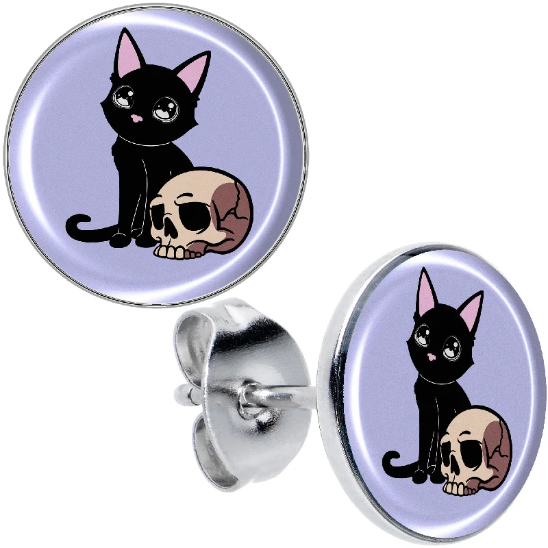 Women's Earrings – Elegant Designs for Every Personality--Skull Cat Stud Earrings
