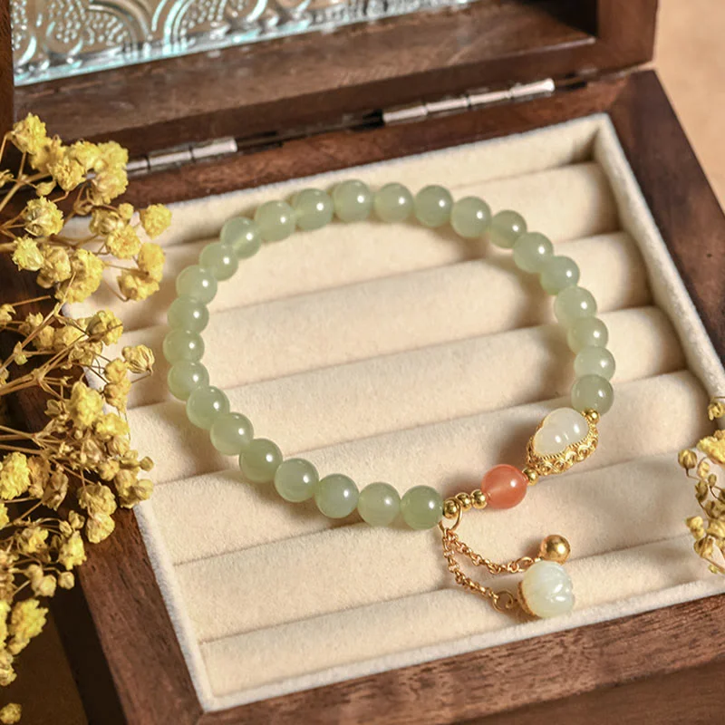 Elegant Thin Bangle Bracelets for Women-Buddha Stones 925 Sterling Silver Hetian Jade Gourd Lotus Abundance Luck Bracelet Elegant Thin Bangle Bracelets for Women-Buddha Stones 925 Sterling Silver Hetian Jade Gourd Lotus Abundance Luck Bracelet