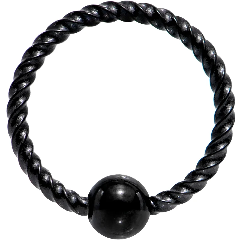 Nose Rings with Moonstone -18 Gauge 5/16 Black Anodized So Twisted Captive Style Seamless Ring Nose Rings with Moonstone -18 Gauge 5/16 Black Anodized So Twisted Captive Style Seamless Ring