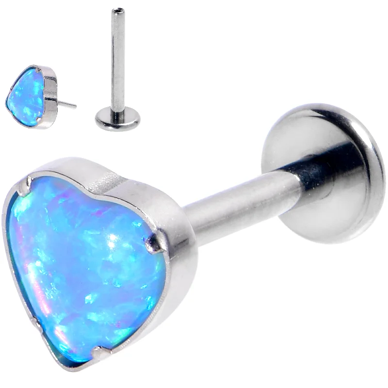 Women's Earrings – Elegant Designs for Every Personality--16 Gauge 3/8 Blue Synthetic Opal G23 Titanium Threadless Heart Labret Women's Earrings – Elegant Designs for Every Personality--16 Gauge 3/8 Blue Synthetic Opal G23 Titanium Threadless Heart Labret