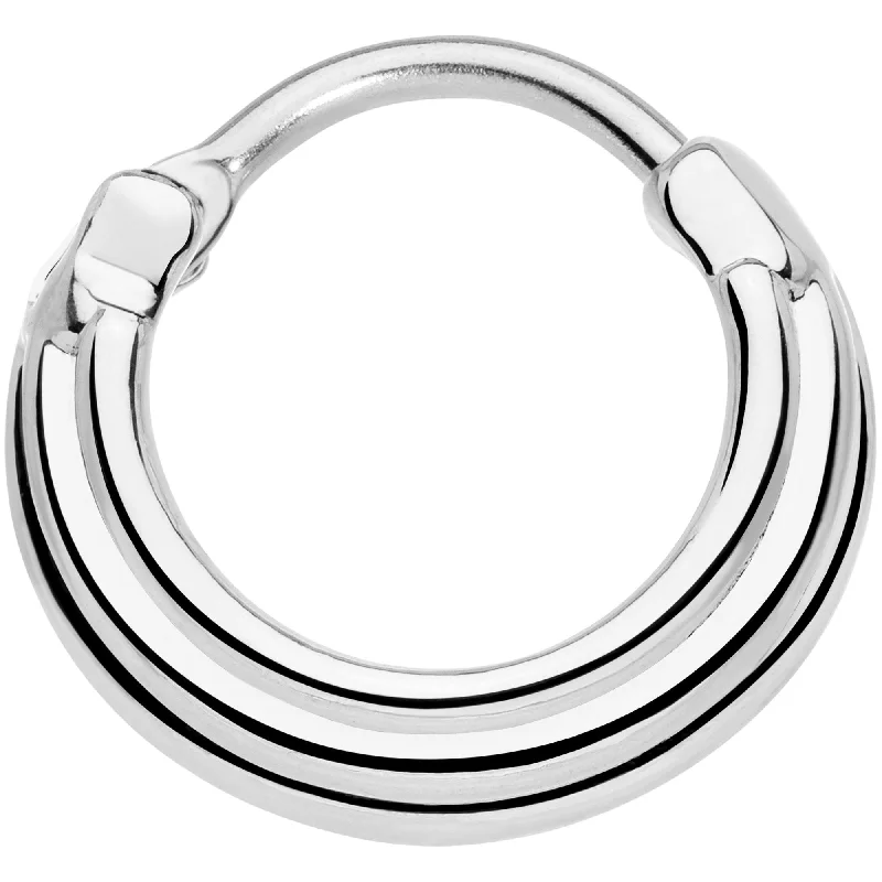 Nose Rings with Amethyst Stones -16 Gauge 3/8 Delicate Grooves Hinged Septum Ring
