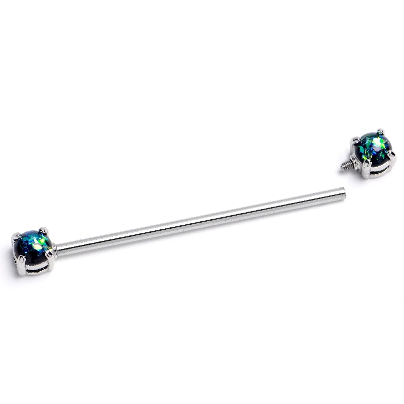 Women's Earrings – Elegant Designs for Every Personality--14 Gauge Black Faux Opal Internally Threaded Industrial Barbell 38mm